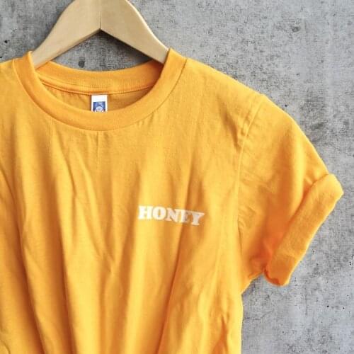 Casual Honey Slogan Letter Harajuku Tee Aesthetic Girl Summer Outifts O-Neck T Shirt Honey Yellow Clothing T-Shirt