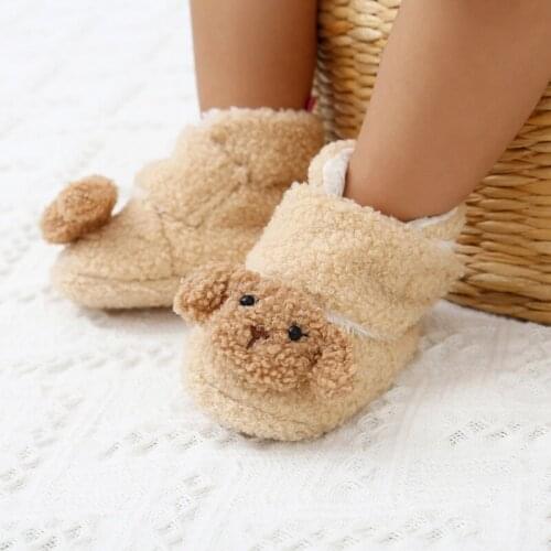 Anti-Slip soft Sole Crib Shoes First Walkers Infant Baby Boy Girl Winter Puppy Fur Shoes Soled Toddler Shoes Boot