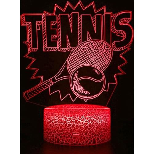 Soul Works Stereo Vision PVC Tennis Racket Sports Series Badminton Racket Complete 3D Night Light Gift Home Game Toy Model Light