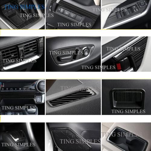 For Toyota RAV4 XA50 2019 2020Air conditioning outlet/central control/water cup frame/gear panel Stainless steel Decoration Trim