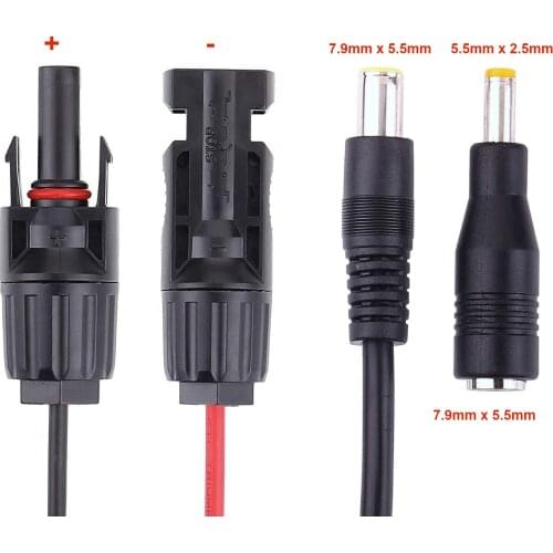 Solar Panel to 8mm Adapter Cable DC 8mm Connector w/ DC 5.5x2.5mm Converter for Portable Power Station GZ Yeti Jackery Generator