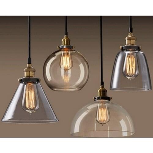 Restaurant Bar Cafe entrance aisle lamp American minimalist copper plating glass lampshade pandent lights