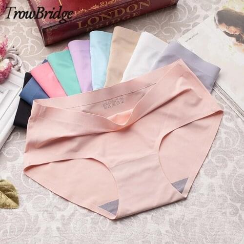 TrowBridge Seamless Silk Satin Womens Panties Soft Comfort Underwear Girl Lingerie Sports Breathable Briefs Hot Sale Underpants