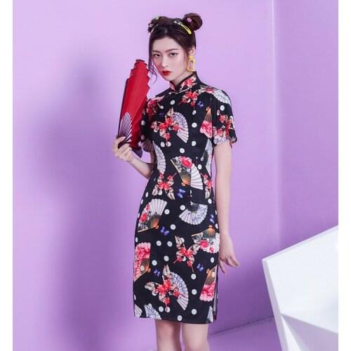 Summer New Small National Tide Wind Improved Daily Girl Cheongsam Slim Slim Skirt Dress
