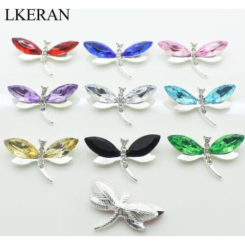 LKERAN NEW 10pcs 9 colors dragonfly Acrylic Decorative Buttons Mix-Colour DIY wedding materials sewing Accessories Free shipping