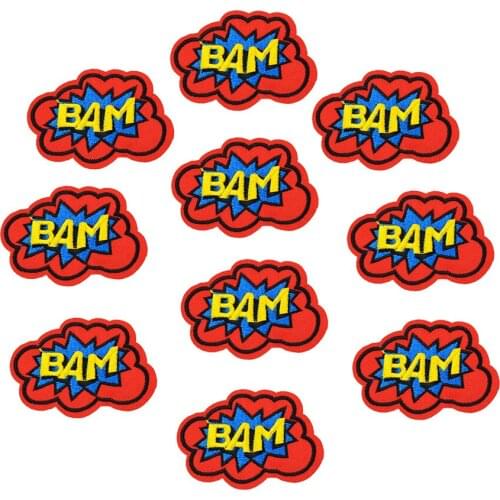 10PCS BAM embroidery patches for clothing iron on patches for clothing applique embroidered iron-on patch stickers for clothes
