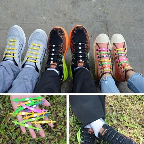 12PCS New Silicone Light Up Fashion Luminous Shoelaces Flash Party Glowing Shoe Lace Shoestrings Lazy No Tie Shoeslace Accessory