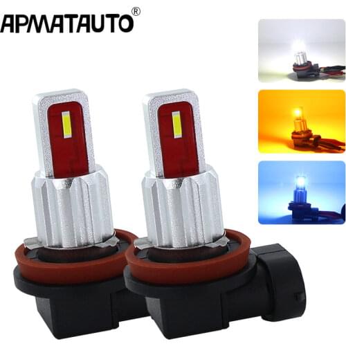 2PCS H8 H11 H16 LED Bulbs H1 H3 H10 HB3 9005 HB4 9006 H7 P13W LED Fog Light Bulb 2000LM 6000k White Yellow Crystal Blue 12V 24V
