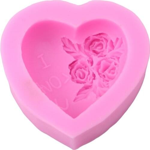 3D Silicone Soap Mold Heart Love Rose Flower Chocolate Mould Candle Polymer Clay Molds Crafts DIY Forms For Soap Base Mould Tool