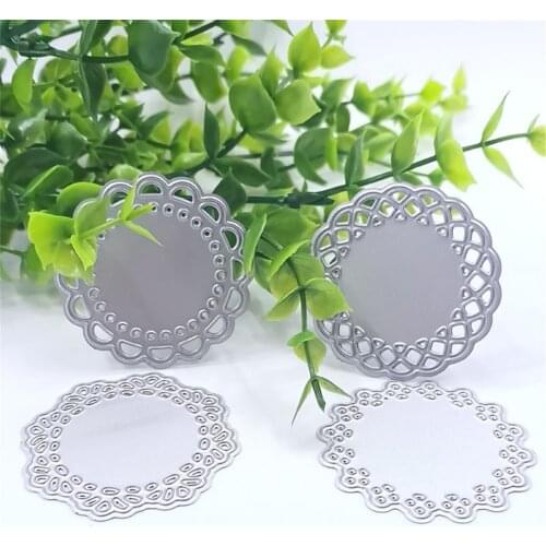 4Pcs Lace Edge Circle Frame Metal Cutting Die Stencils for DIY Scrapbooking Album Decorative Embossing Hand-on Paper Cards