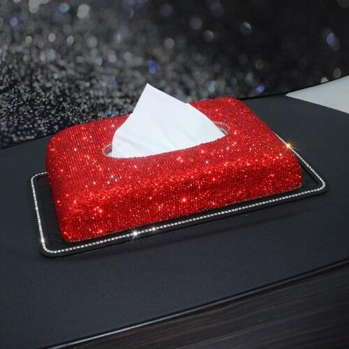 Car Tissue Box Rhinestone Crystal Auto Tissue Holder Block-type Tissue Box Car Styling Hand Made Diamante Bling Cover