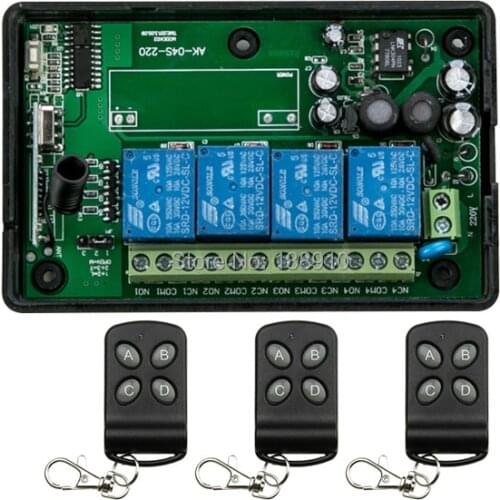 Smart Home 85v~250V 110V 220V 4CH RF Wireless Remote Control Relay Switch Security System Garage Doors,Gate Electric Doors