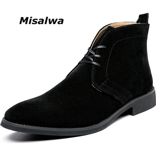 Misalwa High Top Spring Chelsea British Men Boots Big Size 38-48 Elegant Men Shoes Faux Suede