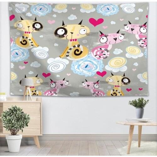 Custom Cartoon Animal Wall Tapestry Home Decorations Wall Hanging Forest Tapestries For Kids Room 130x150CM,100x150CM