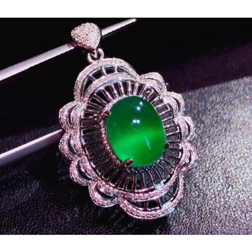 H725 Fine Jewelry AU750 G18K Natural Emerald Pendant Emearld 4.12ct Gold Diamonds Pendant Gemstone Necklaces for Women