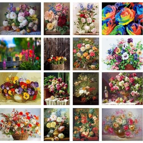 5D DIY Diamond Embroidery Flower Basket Vase Decor Painting Full Square/Round Diamond Painting Mosaic Picture Rhinestone Mural