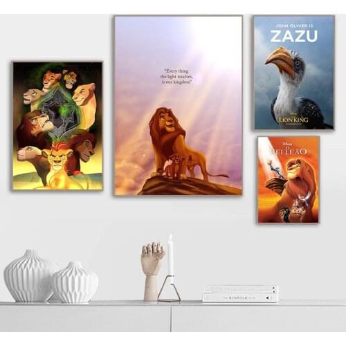 Lion King Simba Canvas Paintings Disney Animal Posters and Watercolor Prints Wall Art Pictures for Living Room Home Decoration