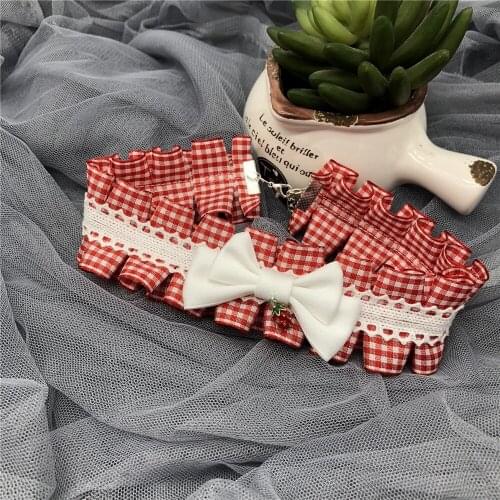 Lolita Plaid Strawberry Necklace Lolita Girls Necklace Necklace Elastic-Free Bow Ornament