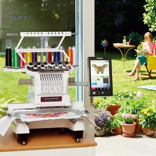 PR1050X 10 Needles Single Head Embroidery Machine 10.1 Inch LCD Touch Screen Computerized Embroidery Machine 220V 200W