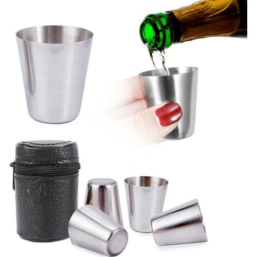 Outdoor Travel Cup Wine Beer Whiskey Mugs 1Pcs 35ml/70ml/180ml/320ml Drinking Glass Stainless Steel Shot Glasses Cups