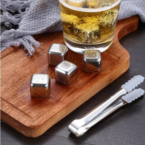 Stainless Steel Ice Cubes Reusable Chilling Stones Whiskey Cool Glacier Rock Neat Drink Freezer Gel Wine Stones Sumer Great Gift