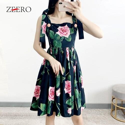 Summer Women Flower Rose Print Bow Mini Dress Elegant Female Sexy Sundress Ladies Vintage Mini Party Dresses Vestidos Plus Size