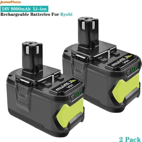 Powtree 18V 9000mAh P108 Li-Ion Rechargeable Batteries For Ryobi ONE BPL1820 P103 P109 P106 P105 P104 RB18 Power Tools Battery