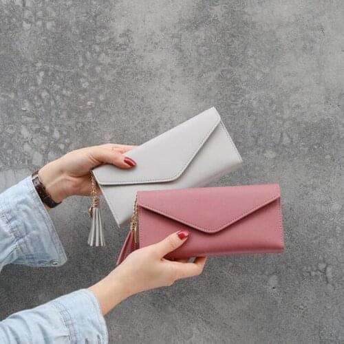 2020 Fashion Womens Wallets Simple Zipper Purses Black Purple Gray Red Long Section Clutch Wallet Soft PU Leather Money Bag