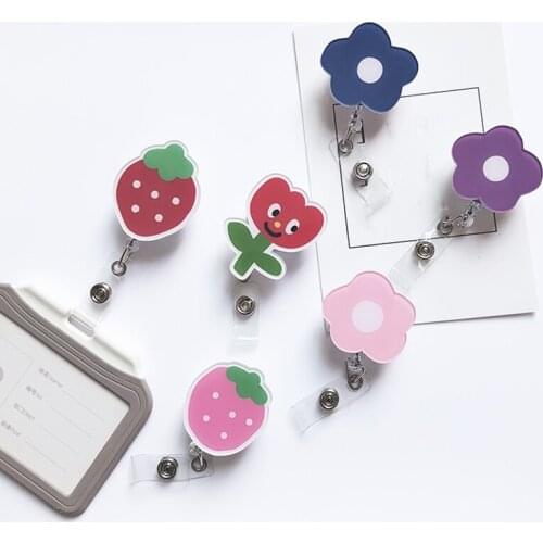 Cartoon Flower Retractable Badge Reel Clip for Students Enfermera ID Credit Card Badge Holder Accessories School Supplies