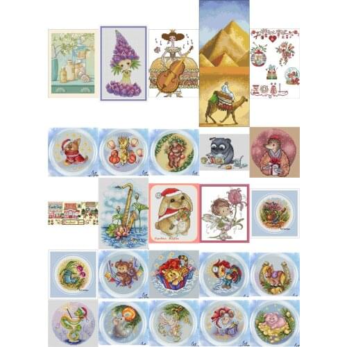 Top selling 4.87usd ANIMALS 5 Counted Cross Stitch 11CT 14CT 18CT DIY Chinese Cross Stitch Kits Embroidery Needlework Sets