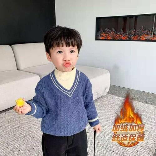 Charming Knitting Spring Autumn Winter Sweater Baby Boys Kids Childrens Warm Plus Velvet Thicken Top High Quality