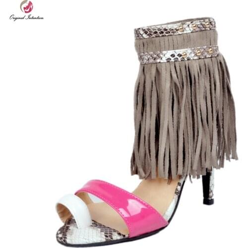 Original Intention Women Sandals 2017 Open Toe Thin Heels Sandals High-quality Multicolors Shoes Woman Plus US Size 4-15