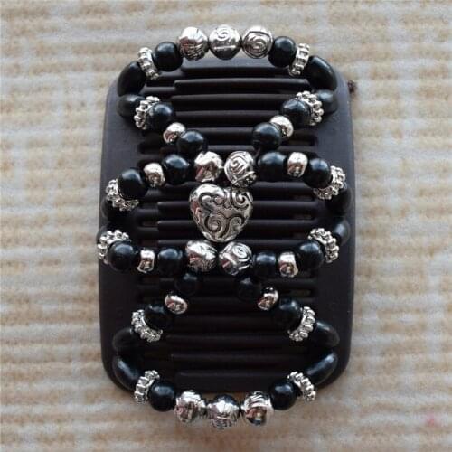 Heart rosebud black 50 pcs / lot Magic Strecthy Hair Combs Double Clips Tuck Combs Hair Accessories Hairpins