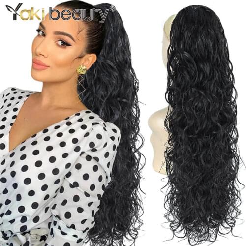 Synthetic Kinky Curly Ponytail 20Inch 100g Elastic Band With Natural Hair Extension High Temperature Fiber By YAKI BEAUTY Puff
