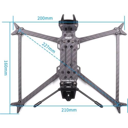 GEPRC Crocodile5 Baby 5inch Mini Long Range Drone Replacement GEP-CB5 227mm 5inch Carbon Fiber Frame Kits 4mm Arm