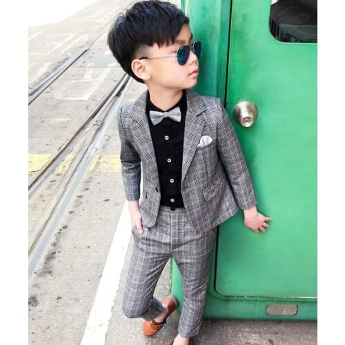 Boys Formal Jacket+Pants 2Pcs Mariage Clothing Set Children Gentleman Performance Evening Tuxedo Dress Enfant Kids Wedding Suit