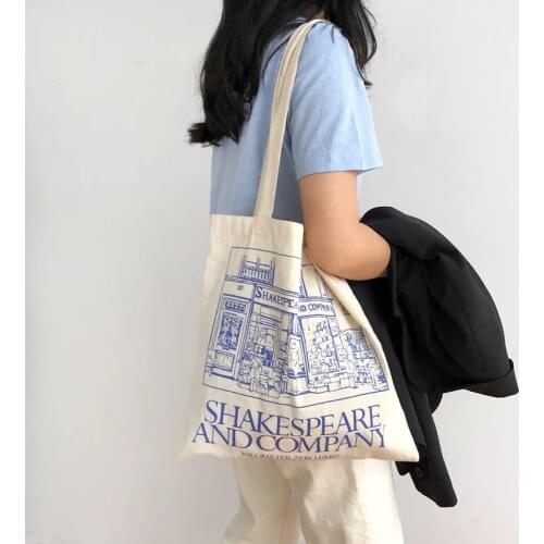 Women Canvas Shoulder Bag Shakespeare Print Ladies Shopping Bags Cotton Cloth Fabric Grocery Handbags Tote Books Bag For Girls