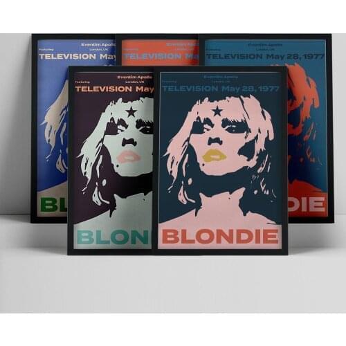 Vintage Blondie Rock Band Poster Guitar Team Star Classic Music Posters Decorative Painting Wall Art Canvas Painting Home Decor