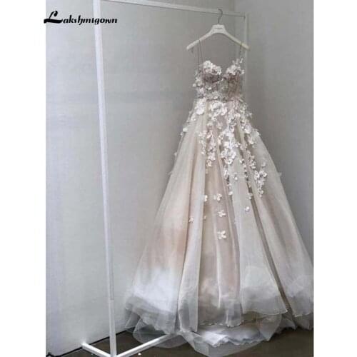 Vintage Wedding Dresses with flowers sweetheart A-line Bridal Dresses Sexy Wedding Gowns Robe de mariee