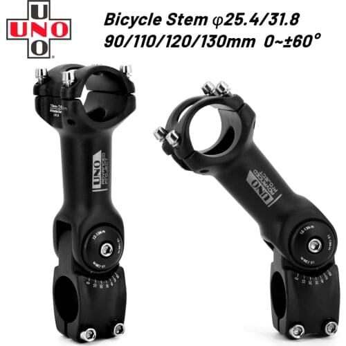 UNO Adjustable Angle Bicycle Stems 25.4/31.8mm Handlebar Stem Riser Aluminum Alloy Front Fork Stem Adapter MTB Bike Accessories