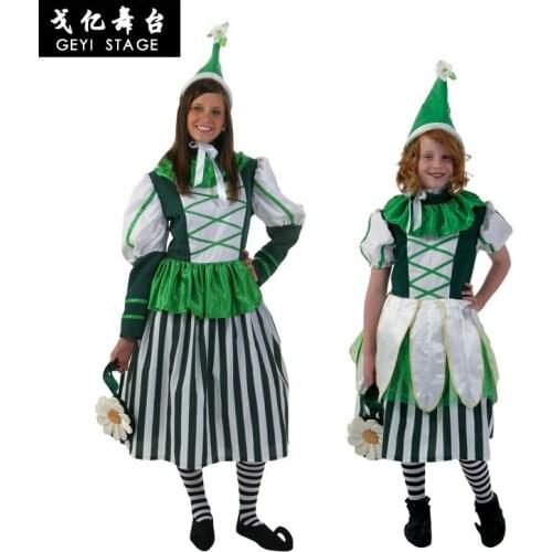 COS Childrens Skirt Elf Skirt Female Wizard of Oz Costumes Cute Green Elf Skirt Parent-child Wear