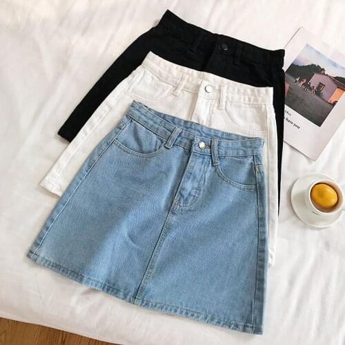 Skirts Women Denim High Waist Womens Fashion Elegant Mini A-line Skirt Girls Harajuku Minimalist Students Causal Cute Summer New