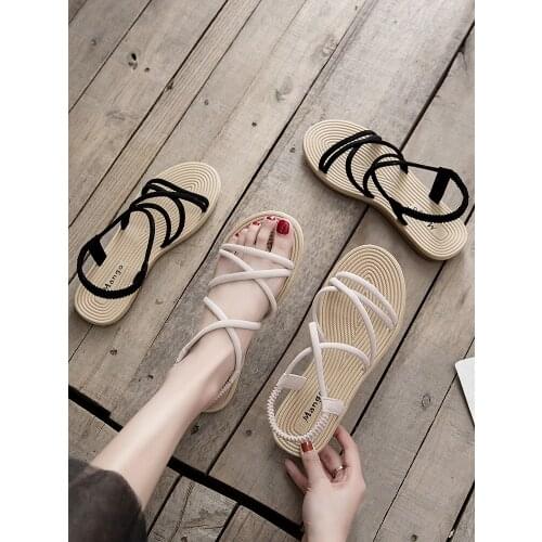 Late Evening Wind Gentle Shoes Sandals Female Fairy Wind 2019 New Ins Tide Flat Students Wild Straw Roman Shoes