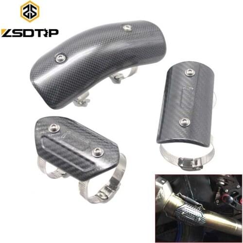 ZSDTRP Motorcycle Exhaust Middle Mid Link Connecting Pipe Protector Heat Shield Cover Carbon Fiber TMAX530 CB400 CBR300 Z250