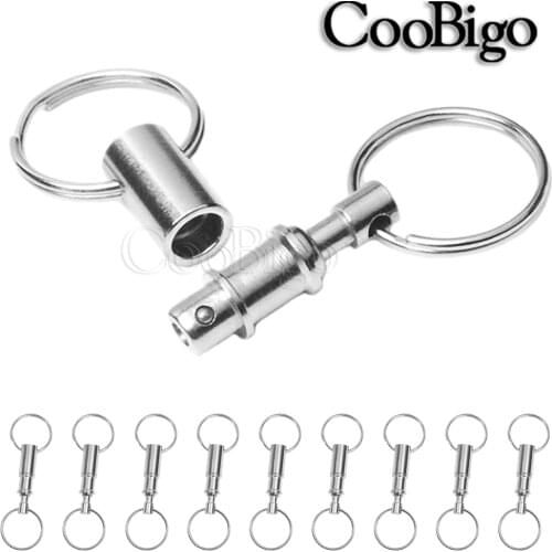 Quick Release Keychain Pull Apart Key Rings Snap Locking Detachable Two Split Rings Dog Collar Travel Kits DIY Accessories 1pc