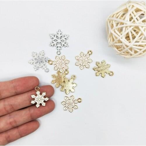 10pcs Christmas Snowflake Earring Enamel Charms Alloy Pendant Fit DIY Fashion Jewelry Making Christmas Charm Floating GiftFX181