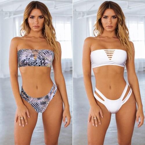 2020 new womens swimsuit European and American sexy bikini snake pattern split swimsuit thong low waist bikini female beach sui