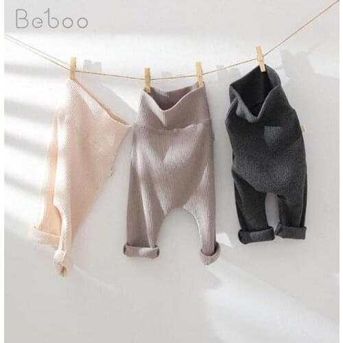 2021 Spring Baby Leggings Ins Solid Color Korean Style High Waist Pants For Boys And Girls Cotton Summer Baby Clothes Newborn