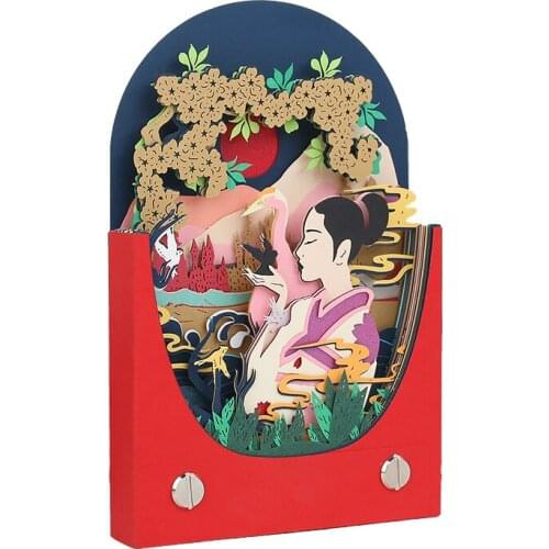 3D Laser Cut Chinese Style Arch Pavilion Model Paper Marker Memo Pad with Gift Box Sticky Note Bookmark Business Mysterious Gift