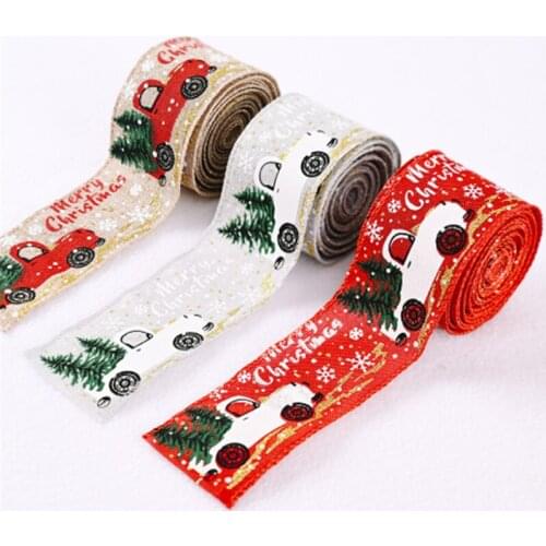 5M/roll Christmas Decoration Color Car Printing Ribbon Christmas Tree Decor Ribbon 2022 Home Decor Christmas Navidad New Year